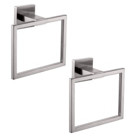 KOKOSIRI Bath Towel Ring 2PC Towel Hanger Bathroom Towel Holder Towel Rack Wall Mounted Stainless Steel 2 Pack, Brushed Steel, B3004BR-P2