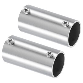 sourcing map 2Pcs 2-Way Straight Pipe Fitting Connector, Fit 1 Inch(25mm) OD Pipe Stainless Steel 60mm Length Structural Pipe Connector Chain Link Fence Clamp
