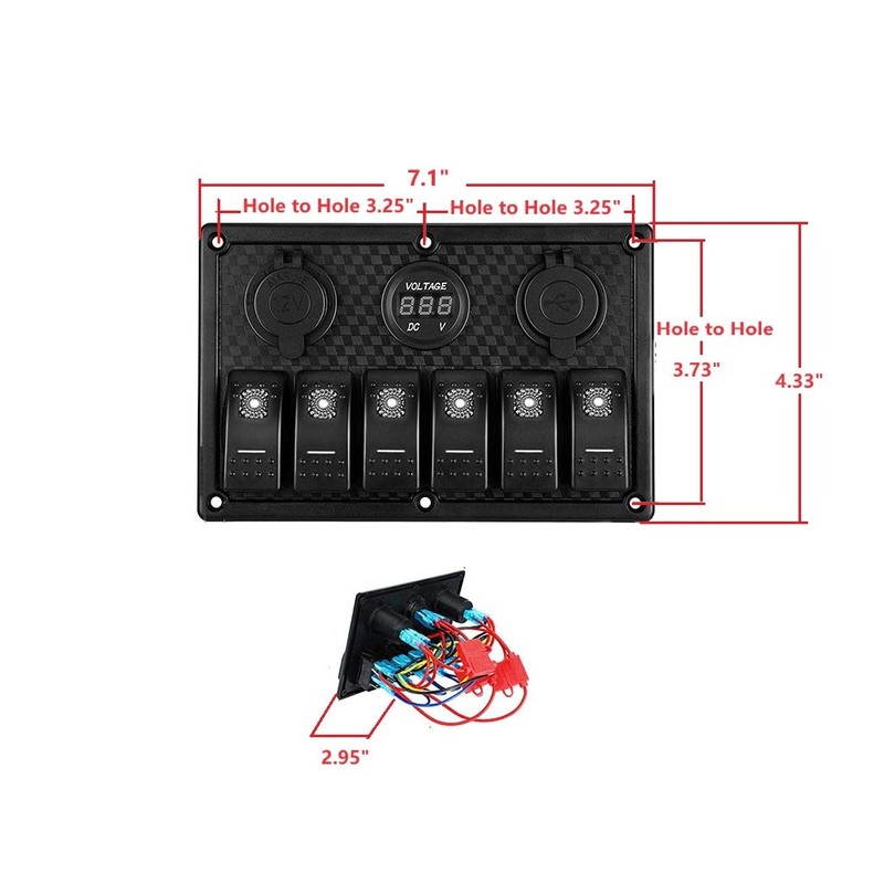6 Gang Switch Panel Circuit Breaker Toggle Rocker Switch Boat