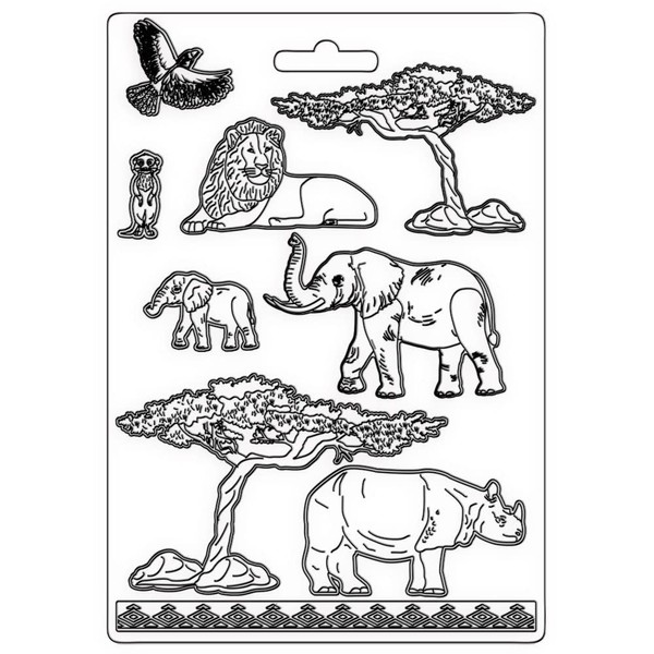 Stamperia International Soft Mould - Savana Elements, White, A5, (K3PTA4535)