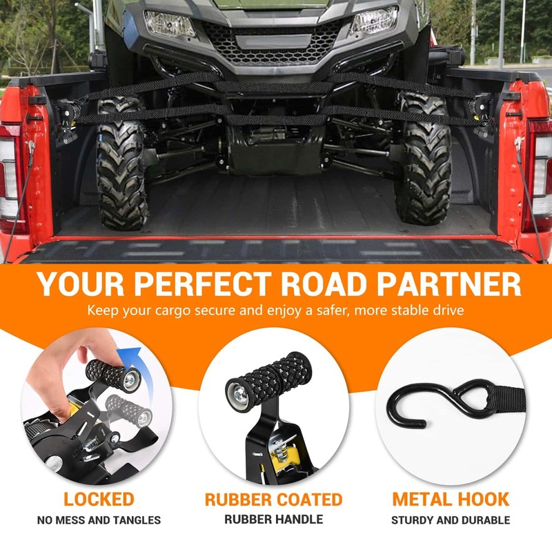 Xomzema 2PCS Retractable Truck Bed Tie Down Straps for Ford