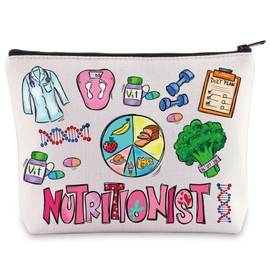 WZMPA - Bolsa de cosméticos nutricionista, regalo de dietetista, regalo registrado para maquillaje dietético, bolsa con cierre, regalo de graduación, Nutricionista, Bolsa de cosméticos