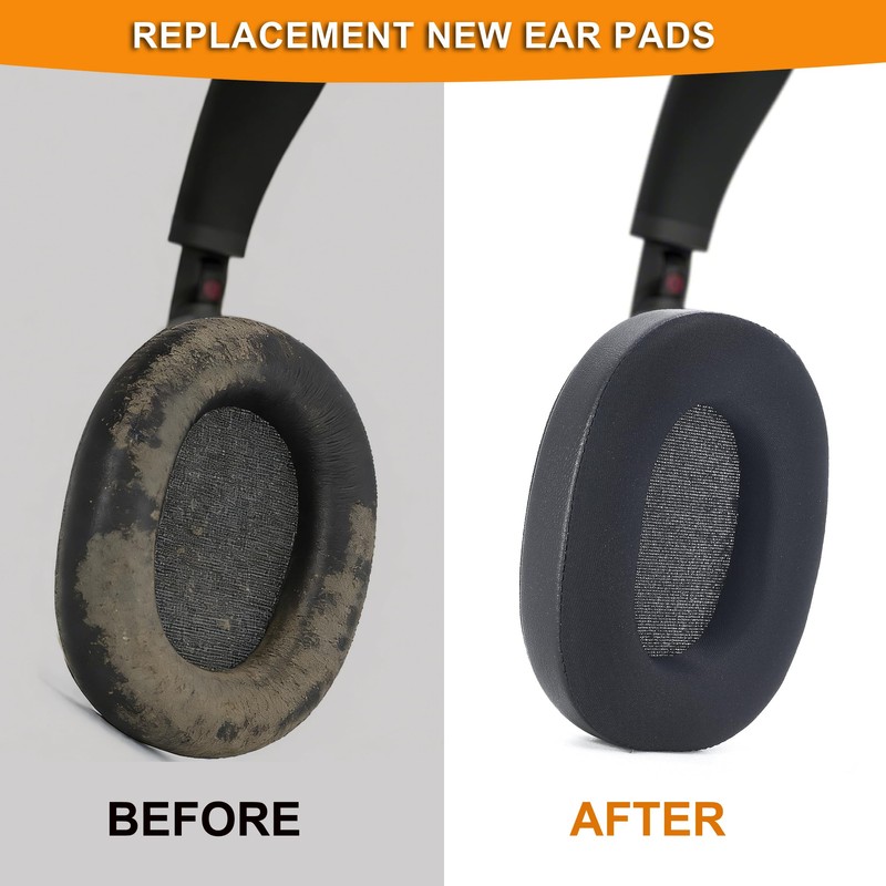 Defean Cooling-Gel Earpads for Sony WH-1000XM6 Headphone (Black)