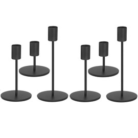 Anndason Set of 6 Black Candlestick Holders Black Candle Holder Black Taper Candle Holders Candle Holders Decorative Candlestick Holder for Home Decor, Wedding, Dinning, Party, Anniversary (Black)