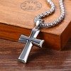 Cupimatch Men's Cross Necklace Stainless Steel Long Chain Pendant 56