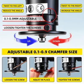 RYCUBRE Pneumatic Chamfer Tool - Mini Air Chamfering Machine with 6 C Blades, 6 R Blades & 6 Bearings, 45 Degree Deburring Tool for Metal, Wood, Acrylic - Air Beveling Tool for Precision Work