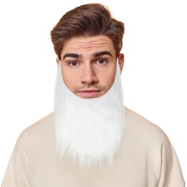 Yan Dream Men Fake White Beard Mustaches with Elastic Band False Facial Hair White Fake Beard for Cosplay Party
