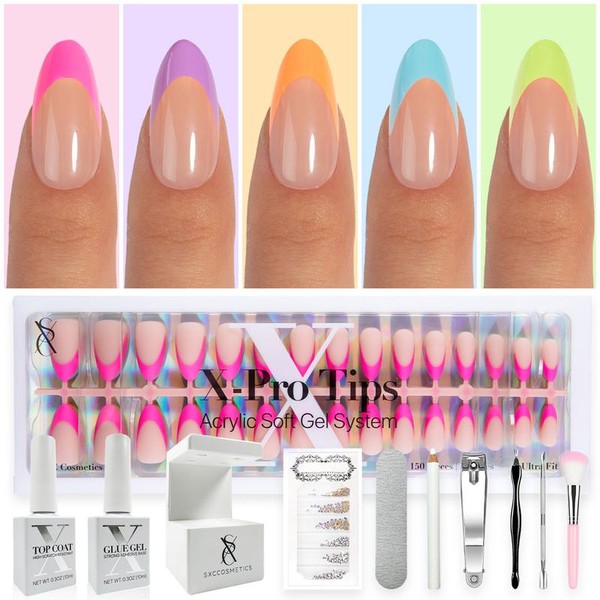 SXC Cosmetics X-Pro Tips French Tip Press On Nails -