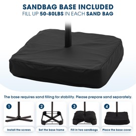 wikiwiki 10ft Patio Umbrella with Base Included, Outdoor Offset Cantilever Umbrella, Infinite Tilt, Crank and Cross Base, Red