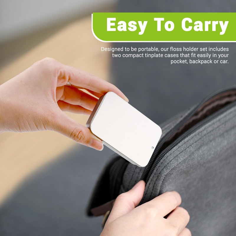 Bagentry 10 Pieces Black Portable Metal Travel Floss Picks Case,