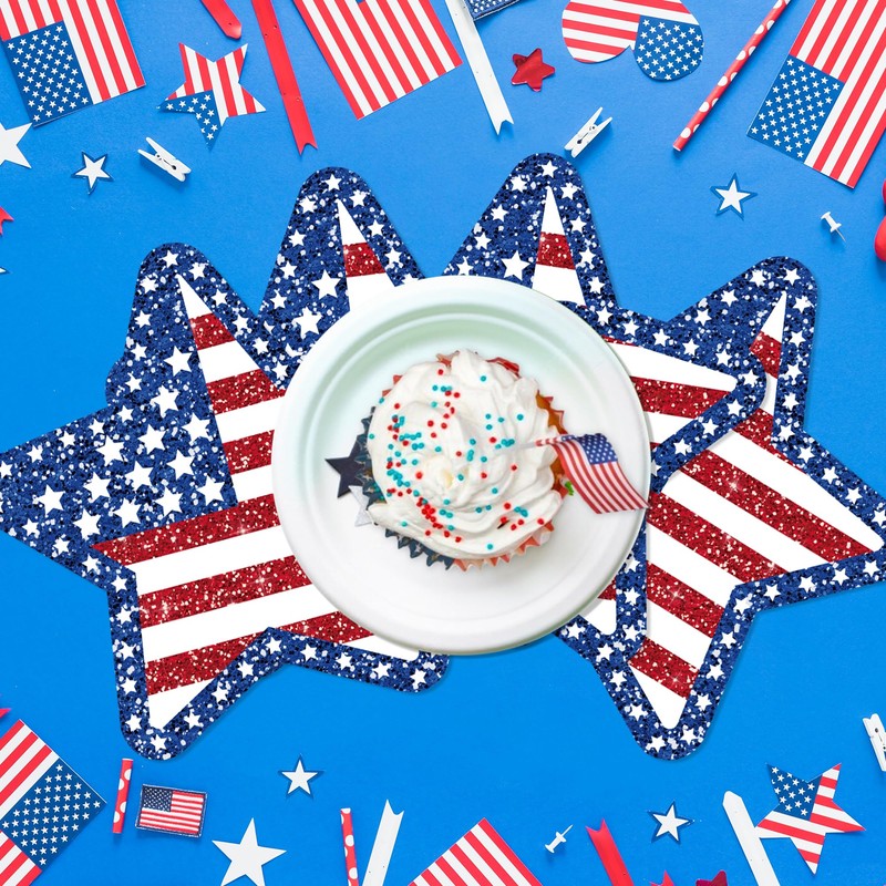 24 PCS Independence Day Star Shaped Placemats Set, 12" x