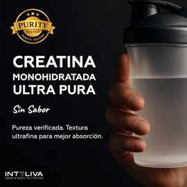 Inteliva Creatina Monohidratada Pura - 80 porciones (5g por porción) - En polvo ultrafina con monohidrato de creatina premium. Sin sabor sin aditivos.