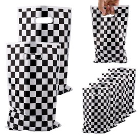 BOXOB 50pcs Race Car Party Favors Bags, Black & White Checkered Goodie Snack Candy Bags Race Car Birthday Party Decorations for Gift Packaging Supplies
