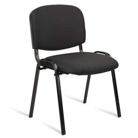 CLATINA Stacking Guest Chairs, Waiting Room Chairs no Wheels, Fabric Chair Metal Frame with Lumbar Support and Thickened Seat Cushion for Conference Room, Office, Break Room, Meeting, Black