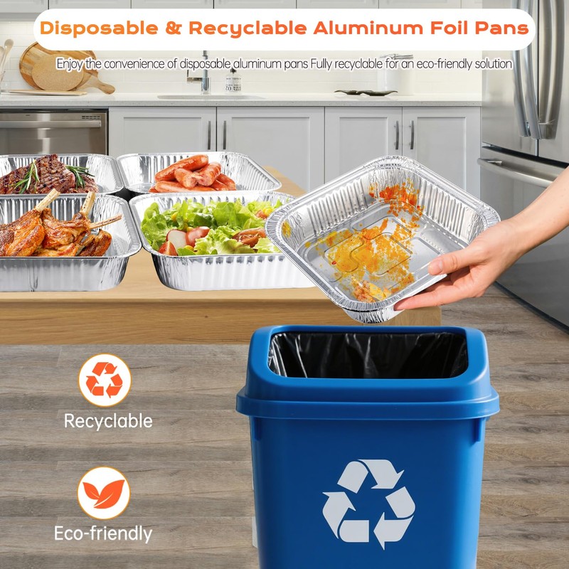 Ezsart 8x8 Aluminum Pans with Lids - 20 Pack Disposable