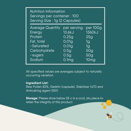 NatureBee Power Pollen 200 x 500mg Caps | Energy, Immune, and Cognitive Support | Potentiated Bee Pollen | Natural & Organic Superfood | 3 Month Supply