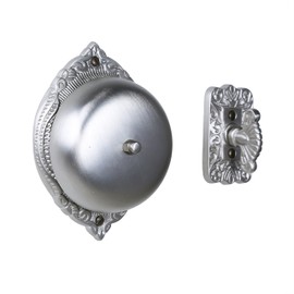 A29 Victorian Wireless Twist Doorbell, Solid Brass Mechanical Chime in Satin Nickel Finish - Vintage Doorbell for Homes with Manual Hand Turn Chime, Decorative Classic Design, Easy DIY Install