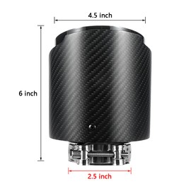 A-KARCK Carbon Fiber Exhaust Tip 2.5" Inlet to 4.5" Outlet, High Temperature Resistance 6" Long Stainless Steel Tailpipe tip (Black Shell)