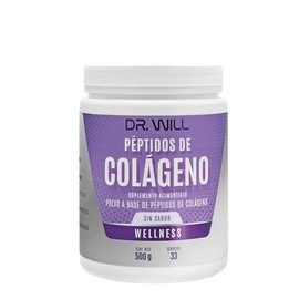 DR. WILL Colágeno Hidrolizado en Polvo 500 g, Péptidos de Colágeno con Ácido Hialurónico, Biotina, Probióticos y Enzimas Digestivas, Sin Sabor, 33 Porciones