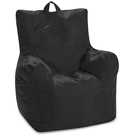 Posh Creations Pasadena Bean Bag Toddlers and Kids, Comfy Chair for Children, Soft Nylon-Black