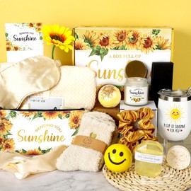 Sunnychicc 17 Pcs Sunflower Gifts for Women Get Well Soon Gifts Basket Sending Sunshine Birthday Gifts Relaxation Gifts Box Self Care Package Thank You Inspirational Gifts for Women Friends Sister Mom