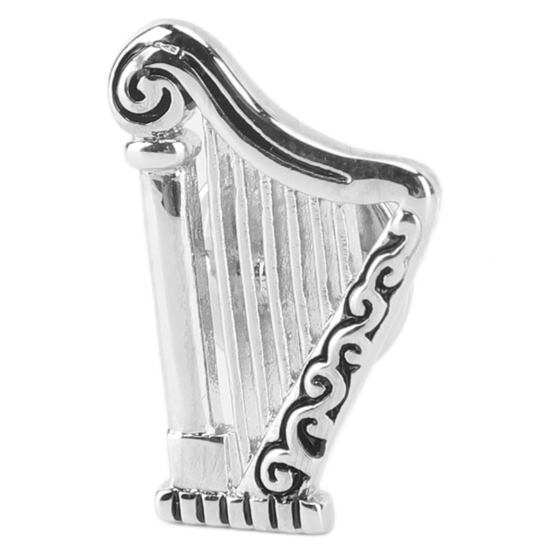 Harp Brooch Stylish Innovative Silver Glossy Finish Musical Instrument Brooch