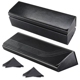 SMARTTOP 2 Pack Hard Shell Eyeglass Case，Sunglasses & Glass Case With Cleaning Cloth Lightweight Large Portable for men women