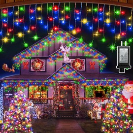 QUHUATU 1620 LED 164ft Christmas Icicle Lights, 360 Drops Clear Wire LED Icicle String Lights, 8 Modes Christmas Fairy Lighs with Timer & Memory for House Holiday Decor Wedding (Multicolor)
