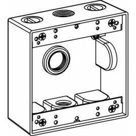 Orbit 2B50-3-W 2-Gang Weatherproof Box Three 0.5 Inch Hubs 2 Inch Deep – White