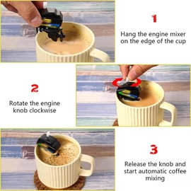 Geroosaty Boat Motor Coffee Stirrer - Wind-up Mini Coffee Mixer with Boat Motor for Cups, Propeller Coffee Stirrer (Random Stickers)