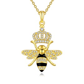 YAFEINI Bee Necklace for Women Queen Bee Pendant 925 Sterling Silver Crown Jewelry Gifts (Queen Bee Necklace 2)