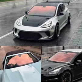 XhuangTech Window Tint for Cars, 78% VLT Chameleon Red Car Tints for Window, Blocks UV/IR Rays, Heat & Glare, Privacy Protection Adhesive Window Film for Windshield, Rear & Side Windows (40In x 10FT)