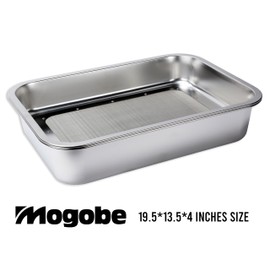 Mogobe Trimming Tray for Herbs, Made of Stainless Steel with Detachable 150 Micron Screen, Size in 19.5" x 13.5”