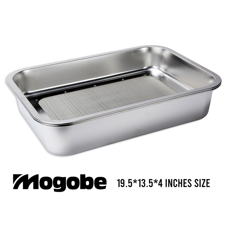 Mogobe Trimming Tray for Herbs, Made of Stainless Steel with