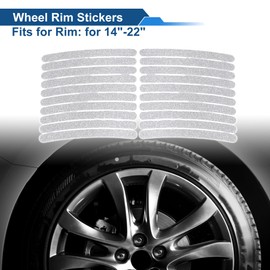 Partuto 20 Pcs Arc Wheel Rim Stickers Car Wheel Rim Tapes Decoration Stickers for 14-22" Silvery White Starlight PET