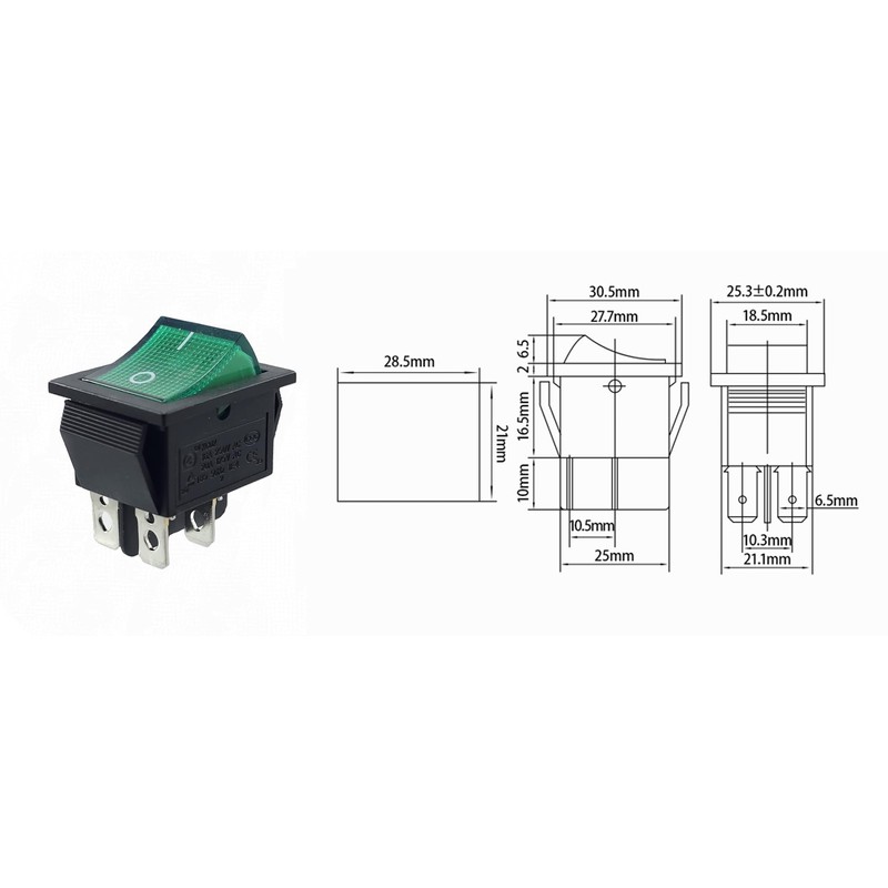 Rocker Switch, Device Switch 4 Pin 16 A 250 VAC