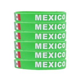 QRH Mexico Flag Silicone Bracelets Set Mexican Immigrants Rubber Bracelets Immigration Protest Sign Bangles Support Immigrants Bracelet Jewelry