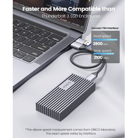 ORICO 40Gbps NVMe M.2 SSD Gehäuse für Thunderbolt 4/3, USB 3.2/3.1/3.0/2.0, ASM2464PD, Ganz aus Aluminium M.2 SSD Gehäuse für PCIe 2280 M-Key (B+M Key) SSD, NVMe Adapter bis zu 2800 MB/s- M234GY