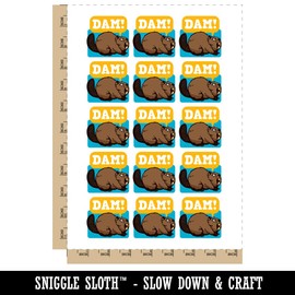 Grumpy Beaver Yelling Dam Temporary Tattoo Water Resistant Fake Body Art Set Collection - 15 2" Tattoos (1 Sheet)