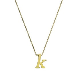 jewellerybox Small 9ct Gold Alphabet Letter K Pendant on 18 Inches Chain