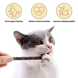 Leo's Paw Catnip Chew Toy Sticks Natural Silvervine Matatabi Healthy & Safe Combine Play & Dental Health Stimulate Appetite Promote Digestion Clean Teeth Fresh Breath Encourage Playtime (10-Pack)