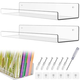 YqsIbth Acrylic Shelves, 2PCS Acrylic Display Risers, 30x10cm Acrylic Riser Shelf, Clear Display Riser Shelf for Pop Figures Display Jewelry Showcase Shelf Collections Products Display Shel