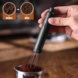 sdhiiolp Wdt Tool Espresso Needle Pen Design Coffee Distributor with 8 Replacement Needles Espresso Distributor with Magnetic Stand Coffee Distributor Espresso Accessories Black