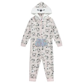 BTween Hooded Rainbow Mermaid Onesie PJs for Girls with Purple Glitter Scales, BEAR, 12