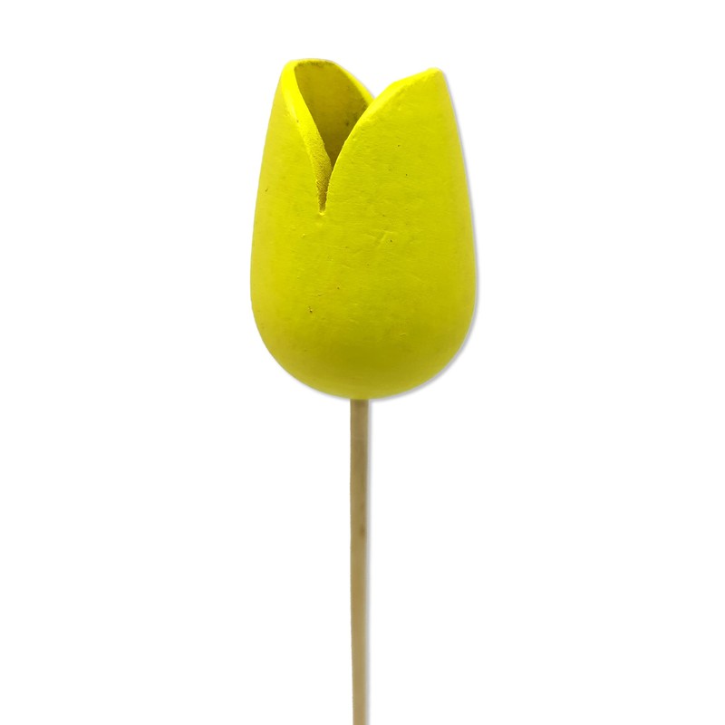 Wooden Tulip Decorative Stake 4 x 36 cm Yellow Pack