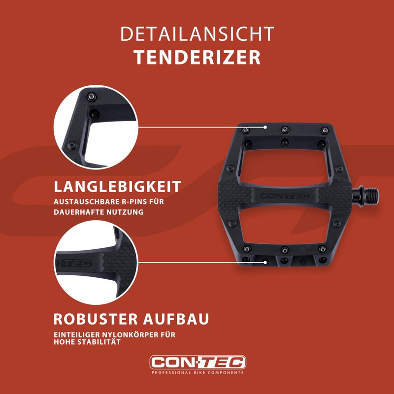 CONTEC Bicycle Pedal Tenderizer, Nylon Body, MTB Pedal, Platform Pedals,