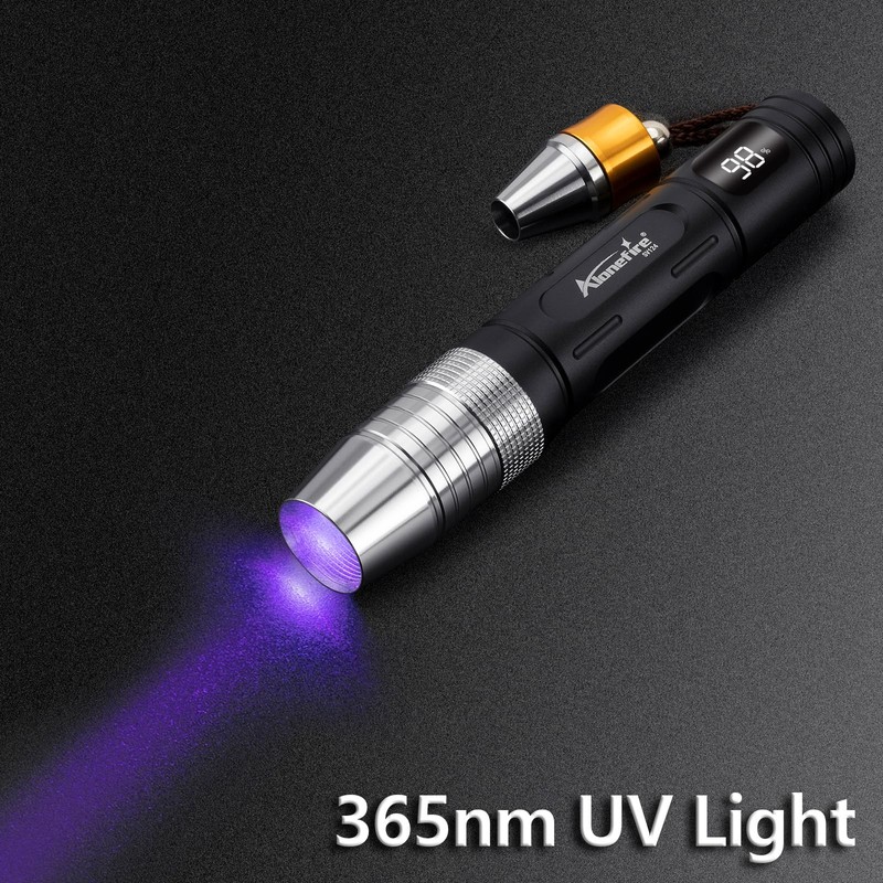 Alonefire SV124 EDC Flashlight Mini 365nm/395nm UV Blacklight, Yellow and