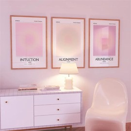 Uixxducc Pink Aura Poster Set Canvas Pictures, Aura Pictures Aesthetic Room Decor Posters Picture Set without Frame, Wall Pictures Living Room Bedroom Decoration (30 x 40 cm)