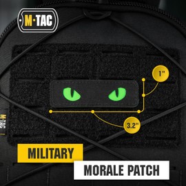 M-Tac - Ojos de gato que brillan en la oscuridad, parches de moral, parches tácticos, cierres de gancho de combate militar (negro/verde/GID)