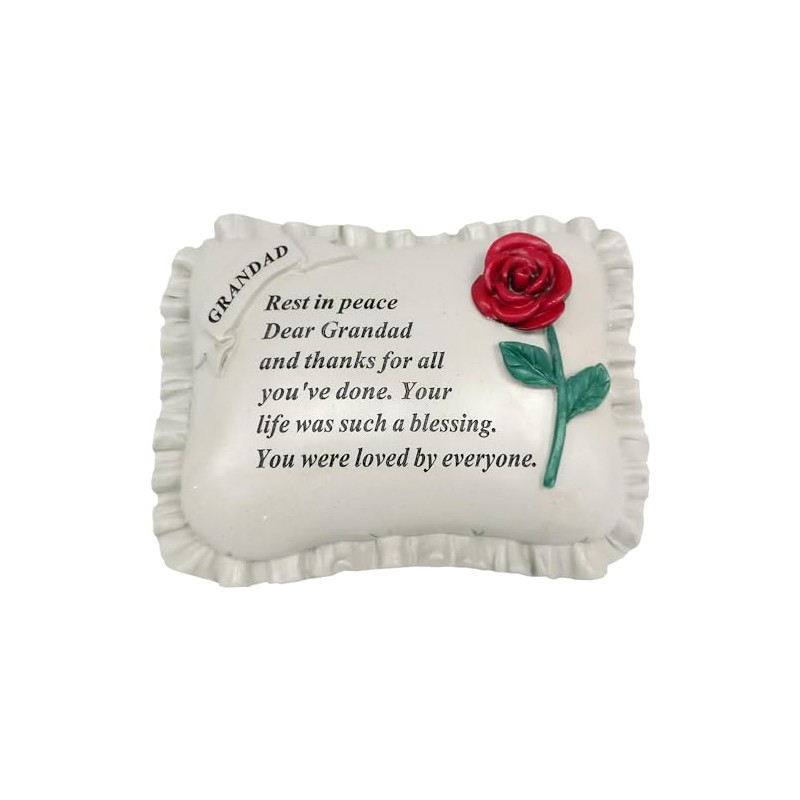 David Fischhoff Red Rose Memorial Pillow, Poly Resin (Grandad, 1)